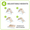 The Learn N Climb Triangle has four height settings, and folds flat for easy storage.