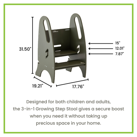 Measurements of the 3-in-1 Growing Step Stool.