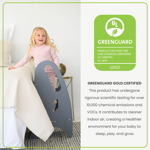 The 3-in-1 Growing Step Stool is Greenguard Gold Certified to emit less harmful chemicals.