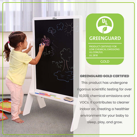 The Contempo Art Easel is Greenguard Gold Certified to emit less harmful chemicals, making it safer for you and your family.